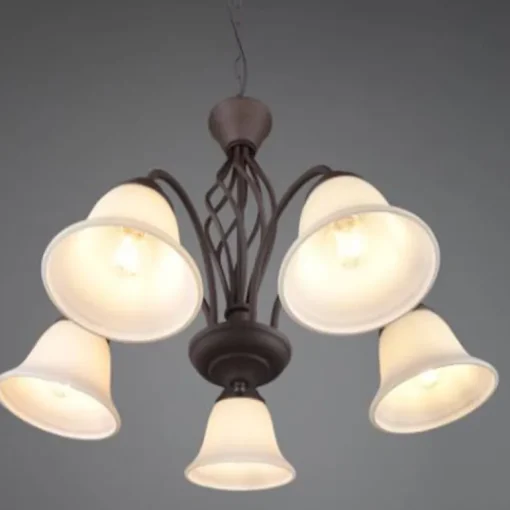 Lámpara de techo colgante Rústica 5 luces 5xE14 acabado marrón óxido estilo rústico 60cm Ø