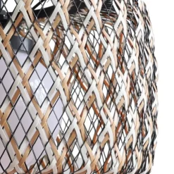 Lámpara de techo colgante Lao 1XE27 acabado rattán estilo rústico uso en exterior IP55 45cm Ø