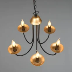 Lámpara de techo colgante Livia 5 luces 5xE14 acabado metal negro estilo rústico 57cm Ø