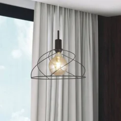 Lámpara de techo colgante Farrel 1 luz 1xE27 acabado metal negro estilo moderno 35cm Ø