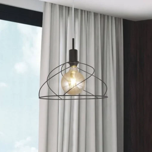 Lámpara de techo colgante Farrel 1 luz 1xE27 acabado metal negro estilo moderno 35cm Ø