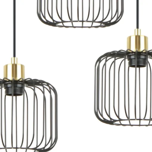 Lámpara de techo colgante Mauna 3 luces acabado negro y oro envejecido 3XE27 estilo moderno 35cm Ø