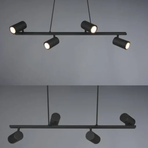 Lámpara de techo colgante Marley 4 luces 4xGU10 acabado metal negro estilo moderno