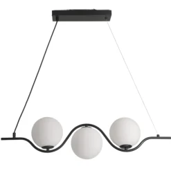 Lámpara de techo colgante Alcira Lineal 3 luces 3XG9 acabado negro mate estilo moderno 80cm largo.