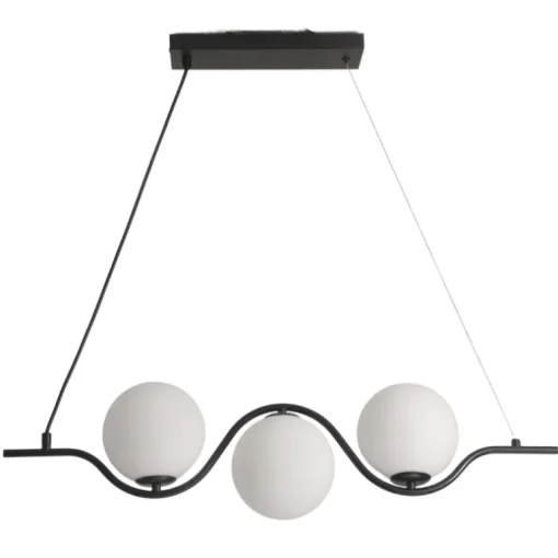 Lámpara de techo colgante Alcira Lineal 3 luces 3XG9 acabado negro mate estilo moderno 80cm largo.