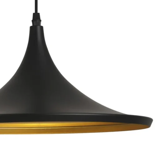 Lámpara de techo colgante Iris I 1XE27 acabado metal negro e interior dorado estilo moderno 36cm Ø