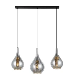 Lámpara de techo colgante Plazen lineal 3 luces 3XE27 acabado negro estilo moderno 88cm largo