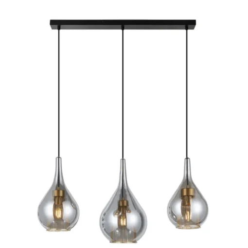 Lámpara de techo colgante Plazen lineal 3 luces 3XE27 acabado negro estilo moderno 88cm largo