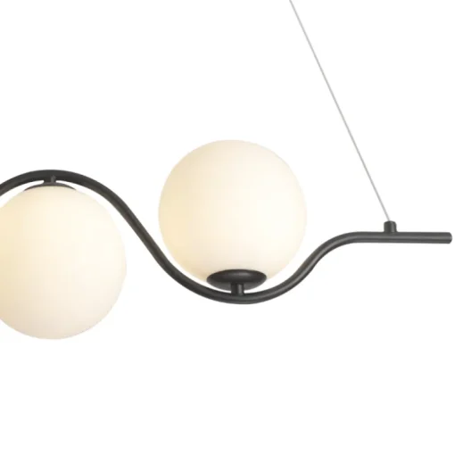 Lámpara de techo colgante Alcira Lineal 3 luces 3XG9 acabado negro mate estilo moderno 80cm largo.