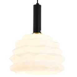 Lámpara de techo colgante Freya 1XE27 acabado negro tulipa cristal blanco estilo moderno 30cm Ø