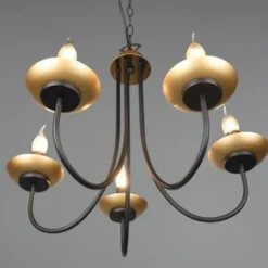 Lámpara de techo colgante Livia 5 luces 5xE14 acabado metal negro estilo rústico 57cm Ø