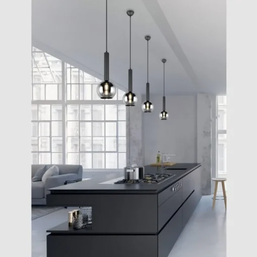 Lámpara de techo colgante Clayton Negro/Fumé 1L 1XE27 20cm Ø