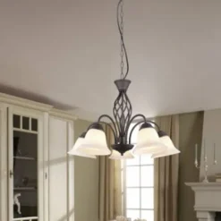 Lámpara de techo colgante Rústica 5 luces 5xE14 acabado marrón óxido estilo rústico 60cm Ø