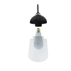 Lámpara de techo colgante Nera 1xE27 acabado aluminio negro cristal transparente IP44 uso exterior estilo moderno 15cm Ø