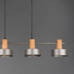 Lámpara de techo colgante Gaya 4 luces 4xE14 acabado madera y metal estilo industrial