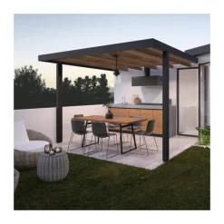 Lámpara de techo colgante Nera 1xE27 acabado aluminio negro cristal transparente IP44 uso exterior estilo moderno 15cm Ø