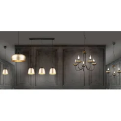 Lámpara de techo colgante Livia 5 luces 5xE14 acabado metal negro estilo rústico 57cm Ø