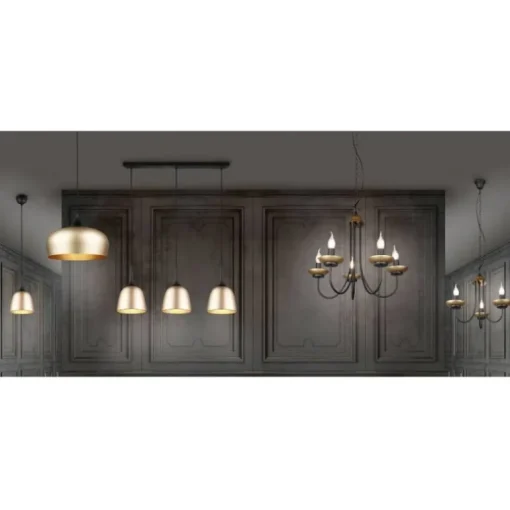 Lámpara de techo colgante Livia 5 luces 5xE14 acabado metal negro estilo rústico 57cm Ø