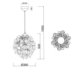 Lámpara de techo colgante Leavy Verde 1XE27 38cm Ø