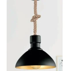 Lámpara negro/oro soga