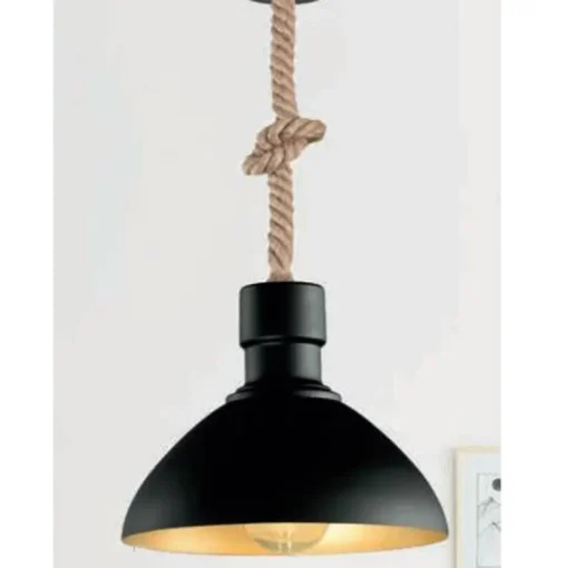 Lámpara negro/oro soga
