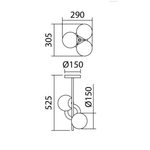 Semiplafón Rondo 3L Latón