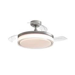 Ventilador de techo Aneto níquel LED 72w 3CCT acabado níquel estilo moderno aspas plegables motor DC 106cm Ø