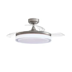 Ventilador de techo Aneto níquel LED 72w 3CCT acabado níquel estilo moderno aspas plegables motor DC 106cm Ø