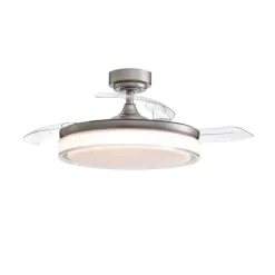 Ventilador de techo Aneto níquel LED 72w 3CCT acabado níquel estilo moderno aspas plegables motor DC 106cm Ø
