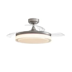Ventilador de techo Aneto níquel LED 72w 3CCT acabado níquel estilo moderno aspas plegables motor DC 106cm Ø