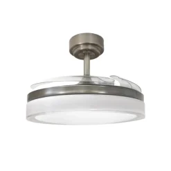 Ventilador de techo Aneto níquel LED 72w 3CCT acabado níquel estilo moderno aspas plegables motor DC 106cm Ø