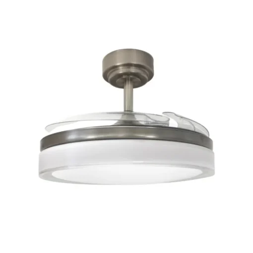 Ventilador de techo Aneto níquel LED 72w 3CCT acabado níquel estilo moderno aspas plegables motor DC 106cm Ø