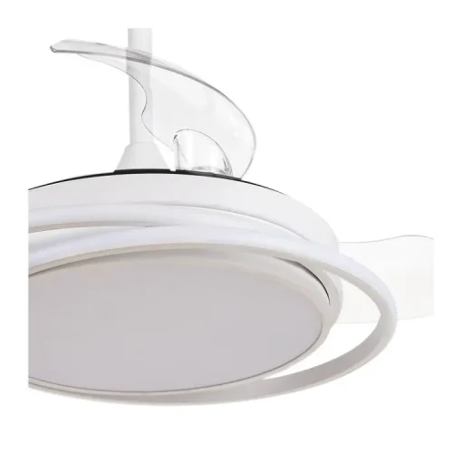 Ventilador de techo Antila Mini blanco LED 40w 3CCT acabado blanco estilo moderno aspas plegables motor DC 92cm Ø