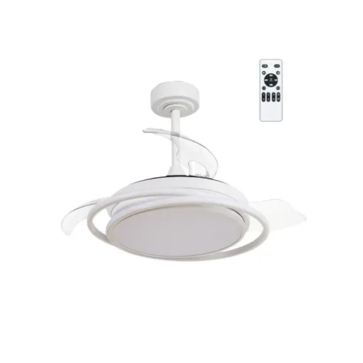 Ventilador de techo Antila Mini blanco LED 40w 3CCT acabado blanco estilo moderno aspas plegables motor DC 92cm Ø