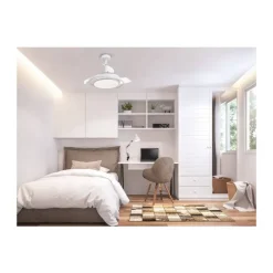 Ventilador de techo Antila Mini blanco LED 40w 3CCT acabado blanco estilo moderno aspas plegables motor DC 92cm Ø