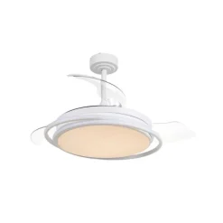 Ventilador de techo Antila blanco LED 60w 3CCT acabado blanco estilo moderno aspas plegables motor DC 106cm Ø