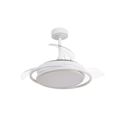 Ventilador de techo Antila Mini blanco LED 40w 3CCT acabado blanco estilo moderno aspas plegables motor DC 92cm Ø
