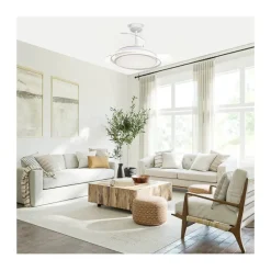 Ventilador de techo Antila blanco LED 60w 3CCT acabado blanco estilo moderno aspas plegables motor DC 106cm Ø