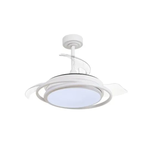 Ventilador de techo Antila Mini blanco LED 40w 3CCT acabado blanco estilo moderno aspas plegables motor DC 92cm Ø