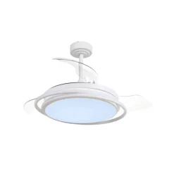 Ventilador de techo Antila blanco LED 60w 3CCT acabado blanco estilo moderno aspas plegables motor DC 106cm Ø