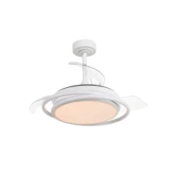 Ventilador de techo Antila Mini blanco LED 40w 3CCT acabado blanco estilo moderno aspas plegables motor DC 92cm Ø