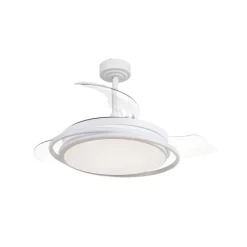 Ventilador de techo Antila blanco LED 60w 3CCT acabado blanco estilo moderno aspas plegables motor DC 106cm Ø