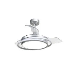 Ventilador de techo Antila Mini plata LED 40w 3CCT acabado plata estilo moderno aspas plegables motor DC 92cm Ø
