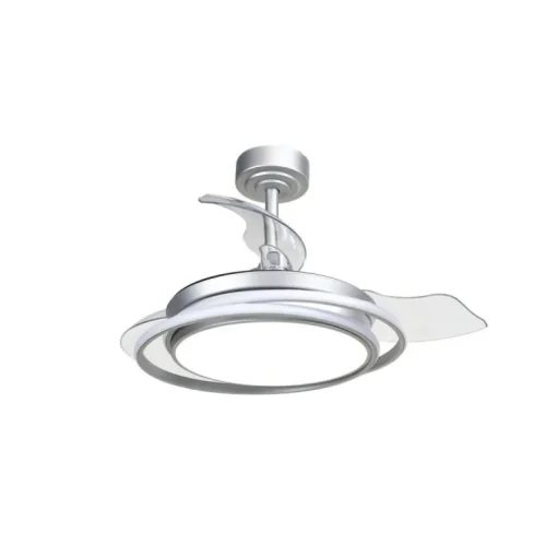 Ventilador de techo Antila Mini plata LED 40w 3CCT acabado plata estilo moderno aspas plegables motor DC 92cm Ø