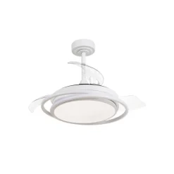 Ventilador de techo Antila Mini blanco LED 40w 3CCT acabado blanco estilo moderno aspas plegables motor DC 92cm Ø