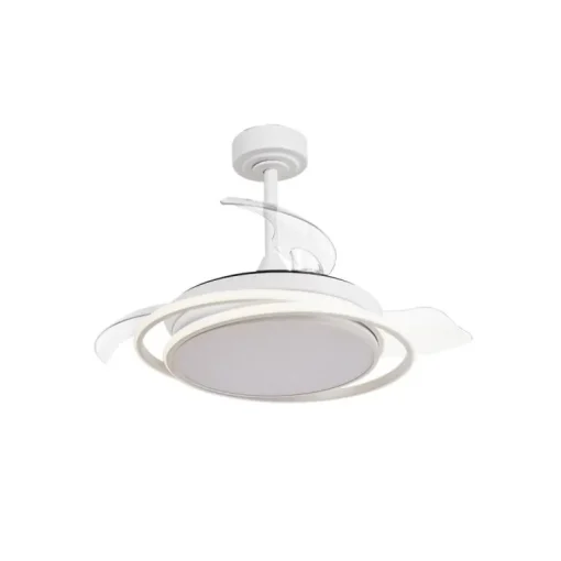 Ventilador de techo Antila Mini blanco LED 40w 3CCT acabado blanco estilo moderno aspas plegables motor DC 92cm Ø
