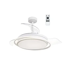 Ventilador de techo Antila blanco LED 60w 3CCT acabado blanco estilo moderno aspas plegables motor DC 106cm Ø