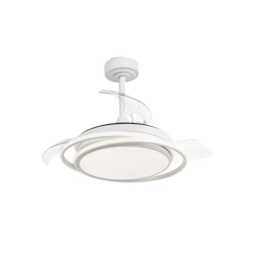 Ventilador de techo Antila Mini blanco LED 40w 3CCT acabado blanco estilo moderno aspas plegables motor DC 92cm Ø