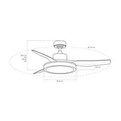 Ventilador de techo Aran Blanco LED 36w 3CCT acabado blanco estilo moderno motor DC 127cm Ø