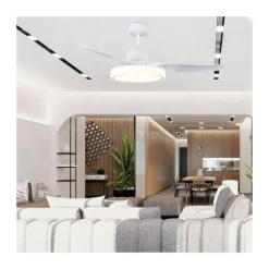 Ventilador de techo Aran Blanco LED 36w 3CCT acabado blanco estilo moderno motor DC 127cm Ø